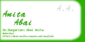 anita abai business card